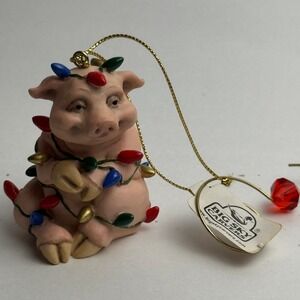 Big Sky Carvers Retired Christmas Pig in Lights Ornament 95254 NWT‎